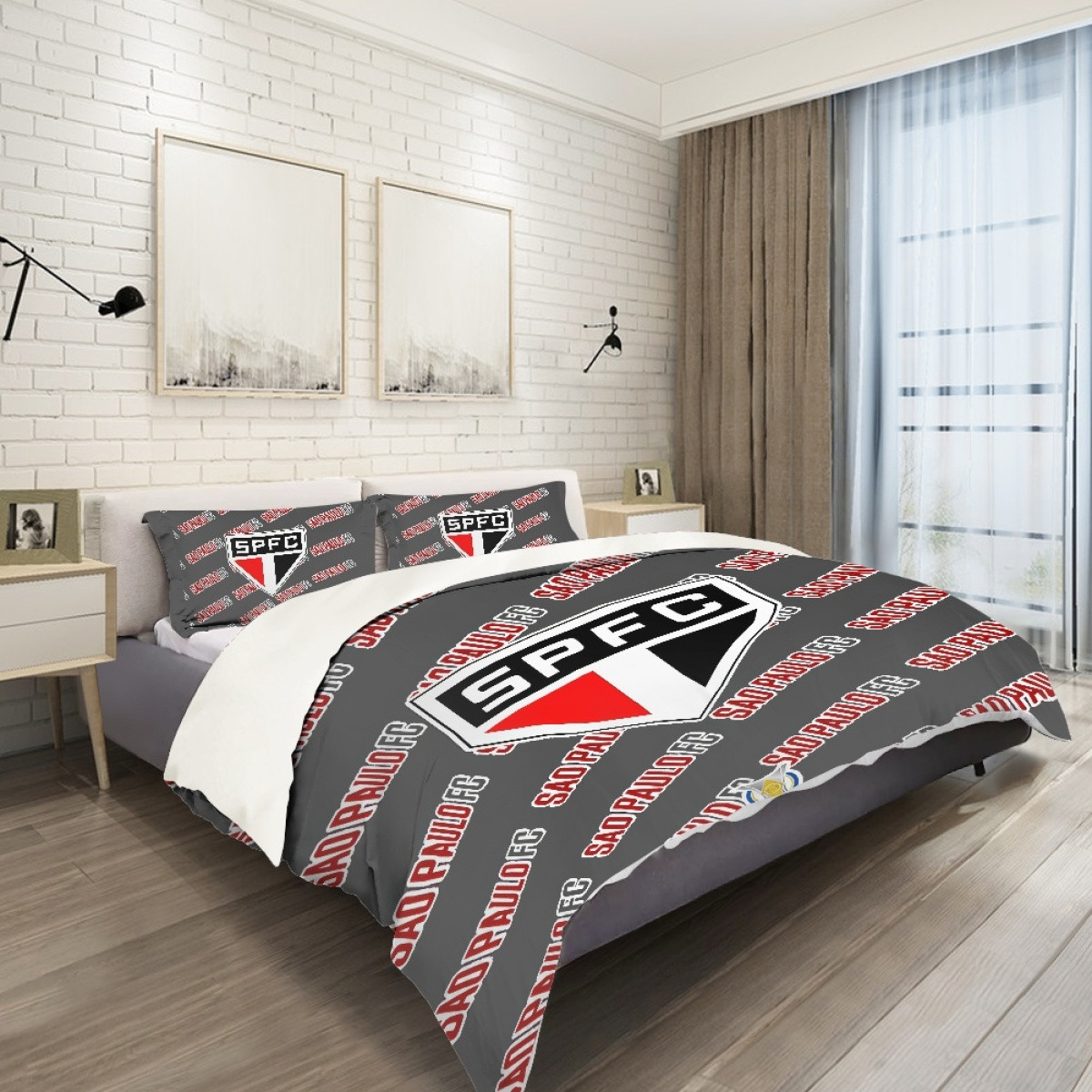 Sao Paulo FC Comforter Sham Set Bed Set Sheet Cover - Sao Paulo FC Football Club Medley Monogram Wordmark