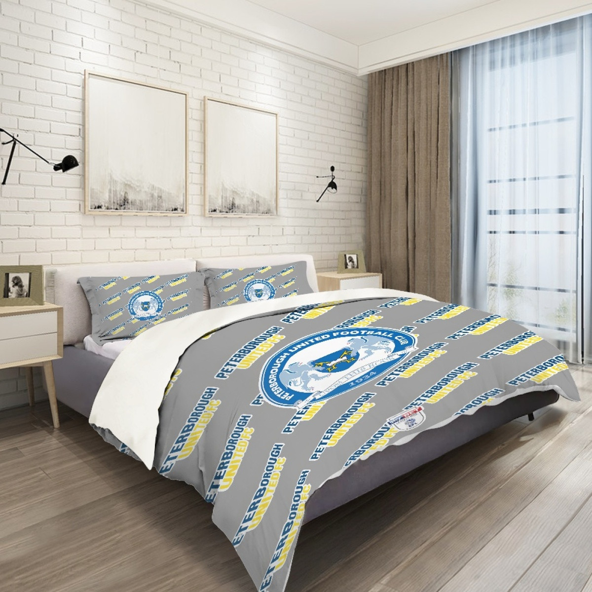 Peterborough United FC Comforter Sham Set Bed Set Sheet Cover - Peterborough Football Club Medley Monogram Wordmark