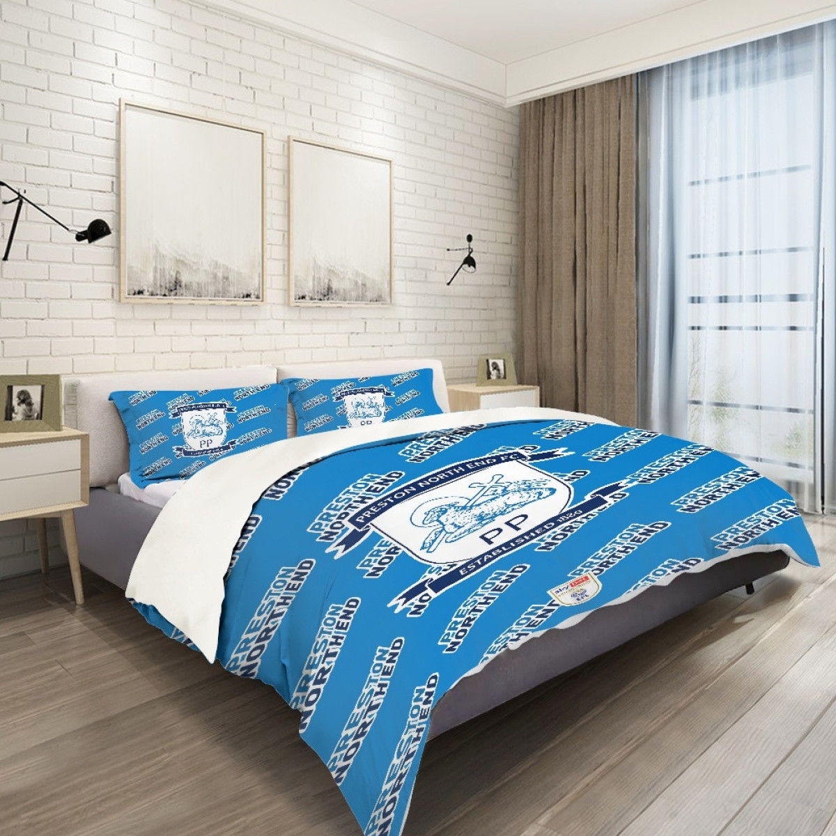 Preston North End FC Comforter Sham Set Bed Set Sheet Cover - Preston Football Club Medley Monogram Wordmark