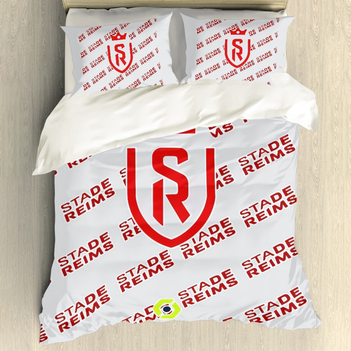 Stade de Reims Football Club Comforter Sham Set Bed Set Sheet Cover - Reims Football Club Medley Monogram Wordmark