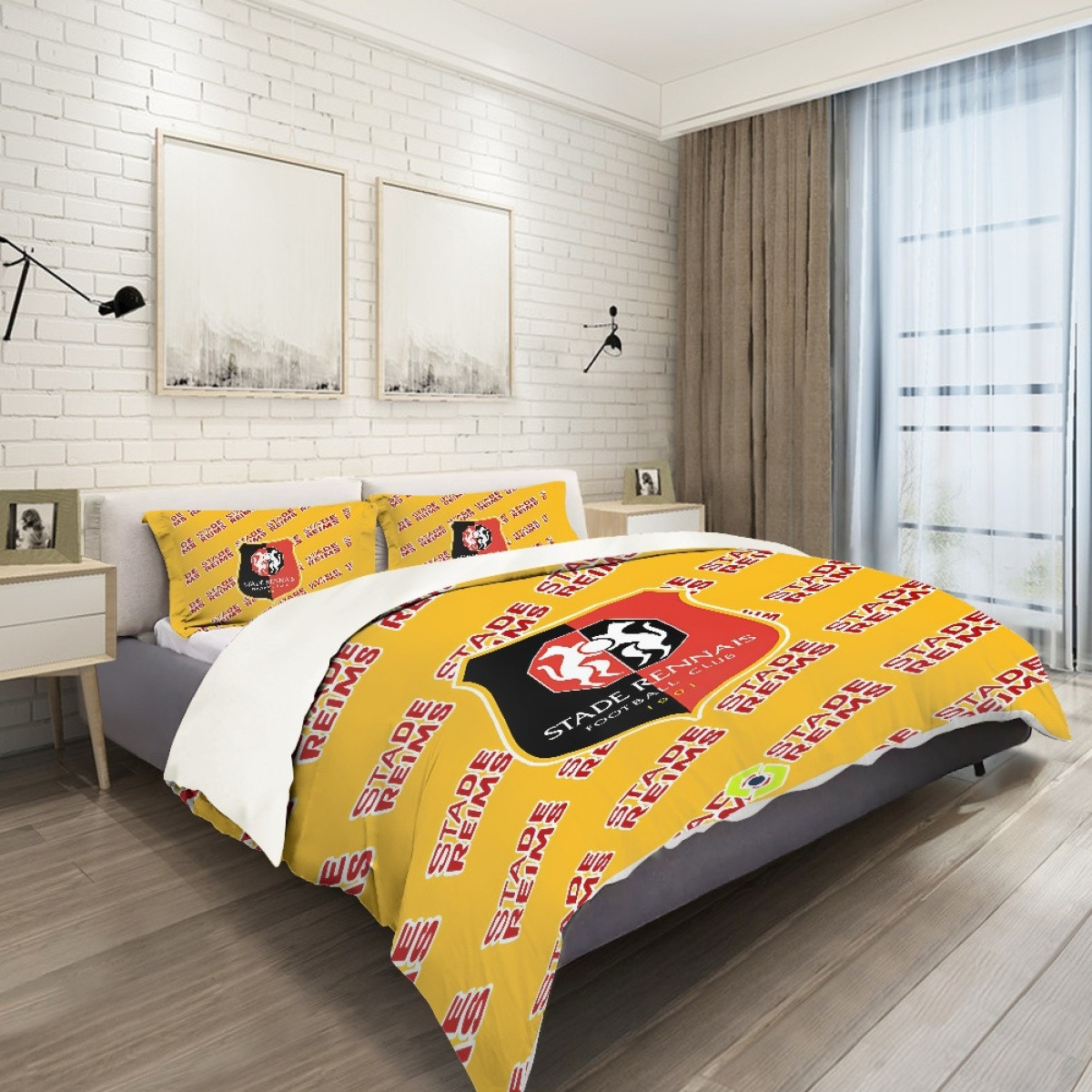 Stade Rennais FC Football Club Comforter Sham Set Bed Set Sheet Cover - Rennais Football Club Medley Monogram Wordmark