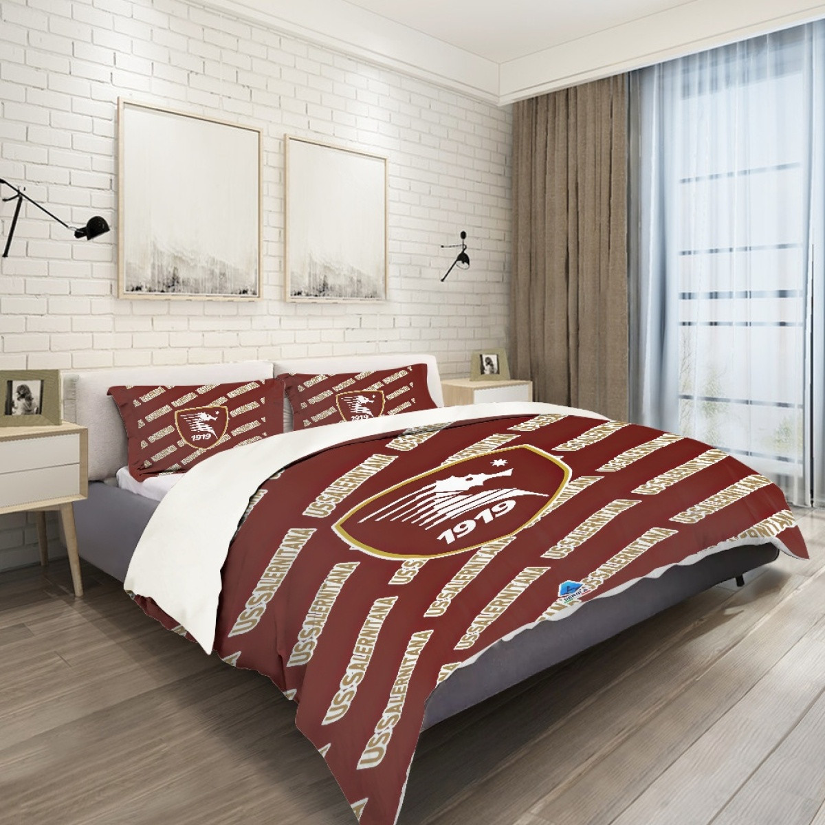 US Salernitana 1919 Football Club Comforter Sham Set Bed Set Sheet Cover - Salernitana Football Club Medley Monogram Wordmark