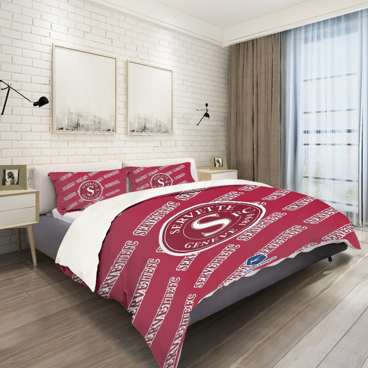 Servette FC Comforter Sham Set Bed Set Sheet Cover - Servette Football Club Medley Monogram Wordmark