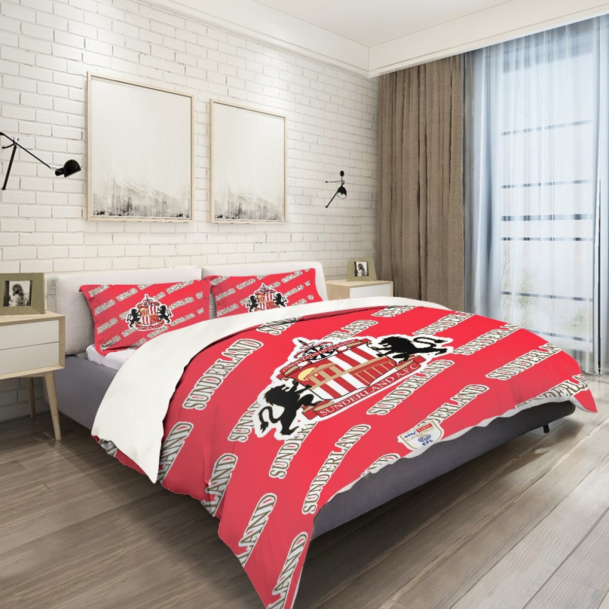 Sunderland AFC Comforter Sham Set Bed Set Sheet Cover - Sunderland Football Club Medley Monogram Wordmark