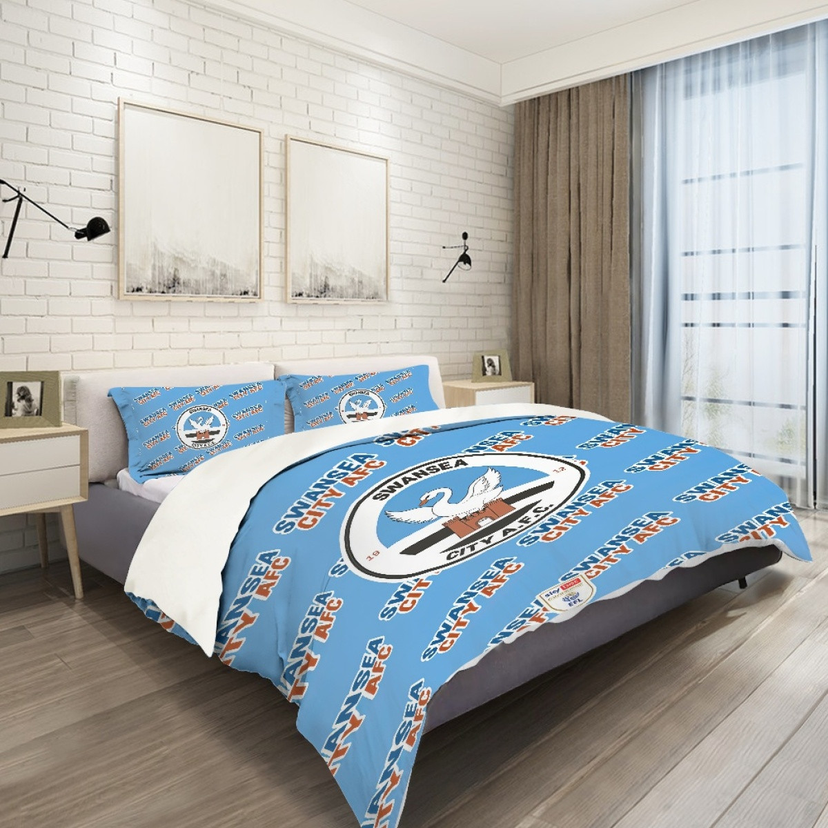 Swansea City AFC Comforter Sham Set Bed Set Sheet Cover - Swansea Football Club Medley Monogram Wordmark