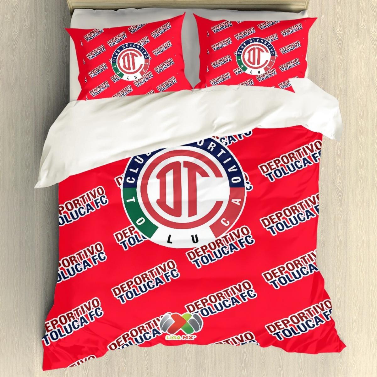 Deportivo Toluca FC Comforter Sham Set Bed Set Sheet Cover - Toluca Football Club Medley Monogram Wordmark