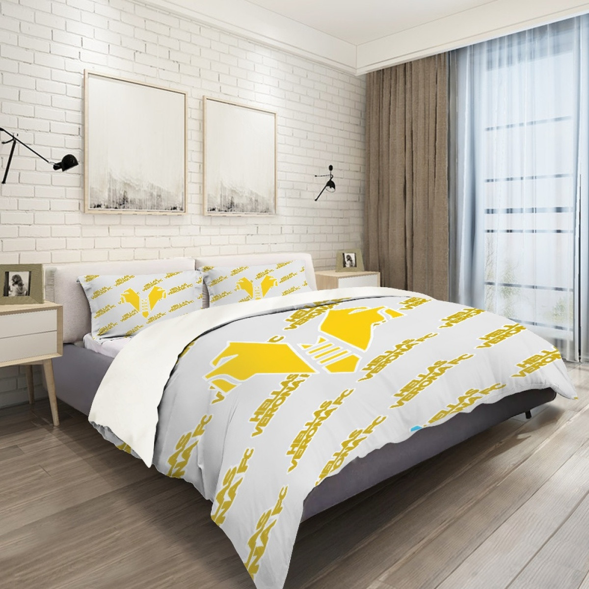 Hellas Verona FC Football Club Comforter Sham Set Bed Set Sheet Cover - Verona Football Club Medley Monogram Wordmark