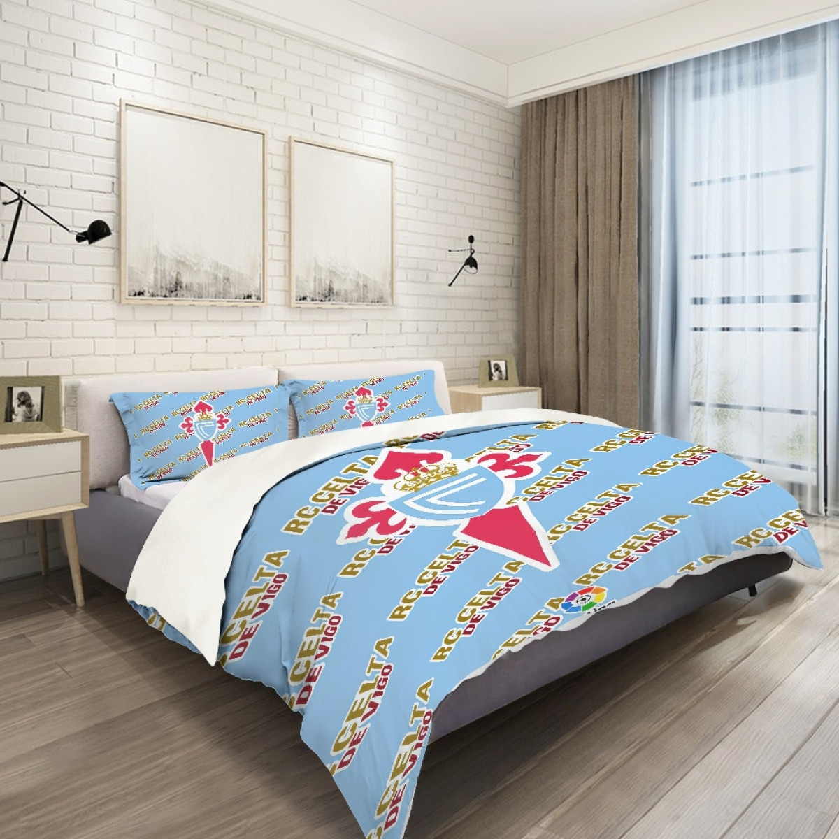 RC Celta DE Vigo Comforter Sham Set Bed Set Sheet Cover - Vigo Football Club Medley Monogram Wordmark