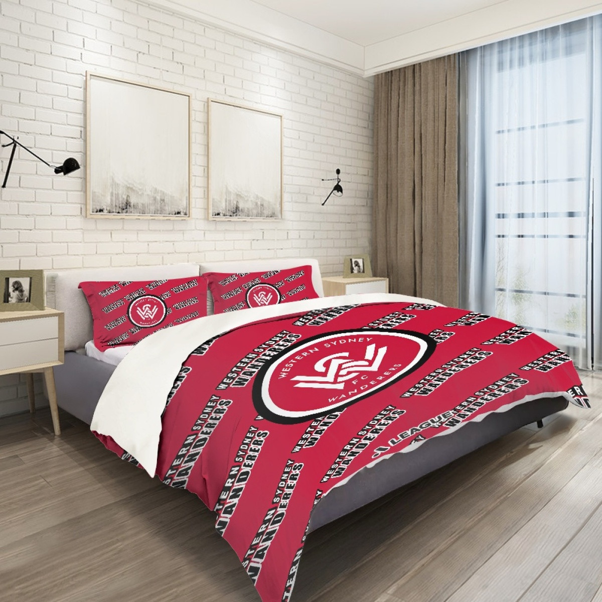 Western Sydney Wanderers FC Comforter Sham Set Bed Set Sheet Cover - Western Sydney Football Club Medley Monogram Wordmark