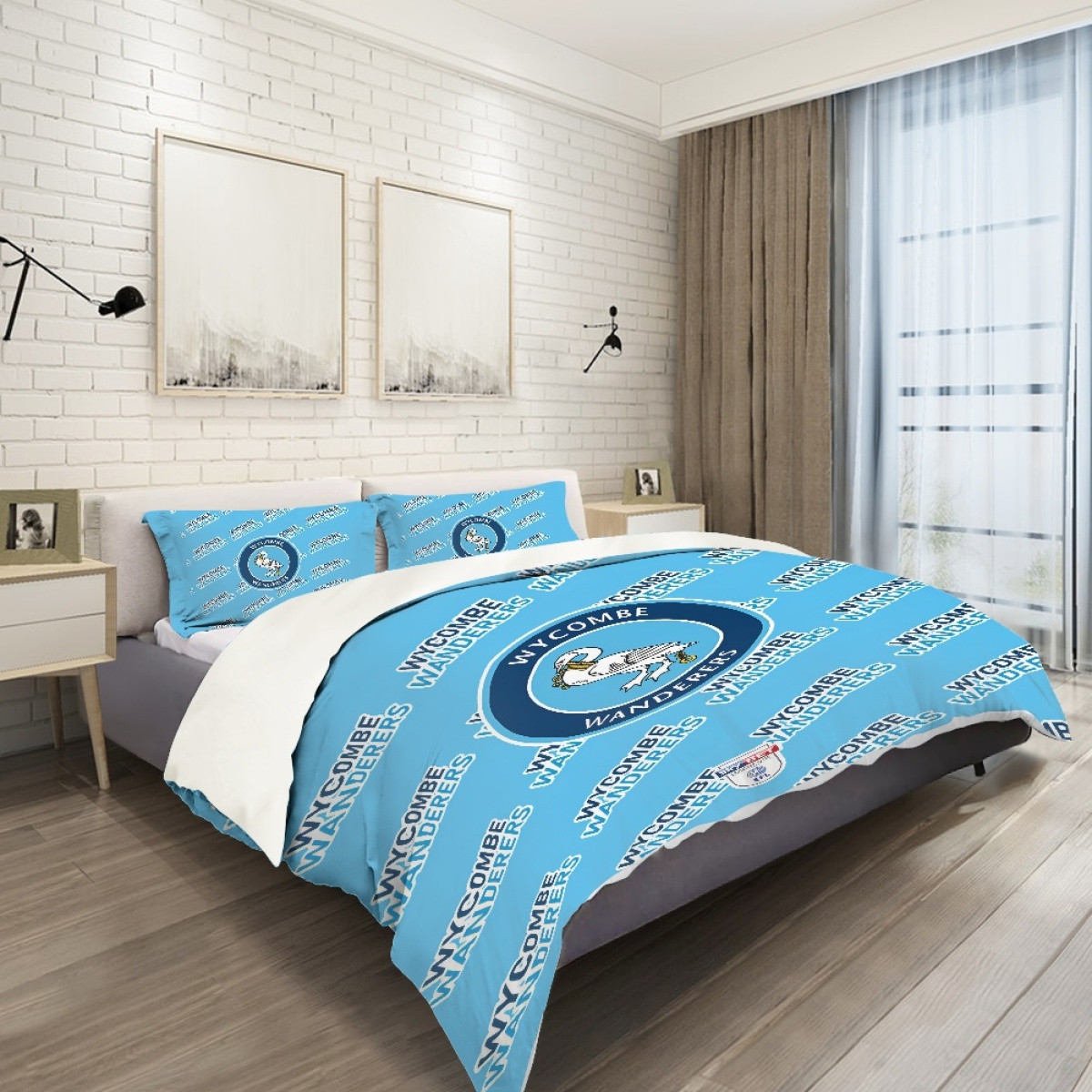 Wycombe Wanderers FC Comforter Sham Set Bed Set Sheet Cover - Wanderers Football Club Medley Monogram Wordmark