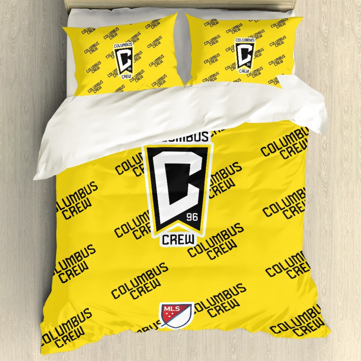 MLS Columbus Crew Comforter Sham Set Bed Set Sheet Cover - Columbus Crew Soccer Club Medley Monogram Wordmark