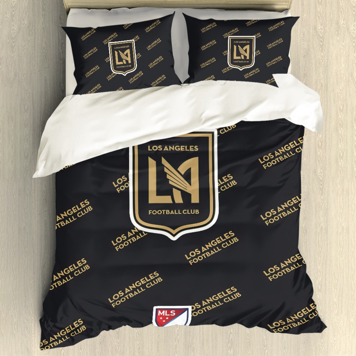 MLS Los Angeles FC Comforter Sham Set Bed Set Sheet Cover - Los Angeles Football Club Medley Monogram Wordmark