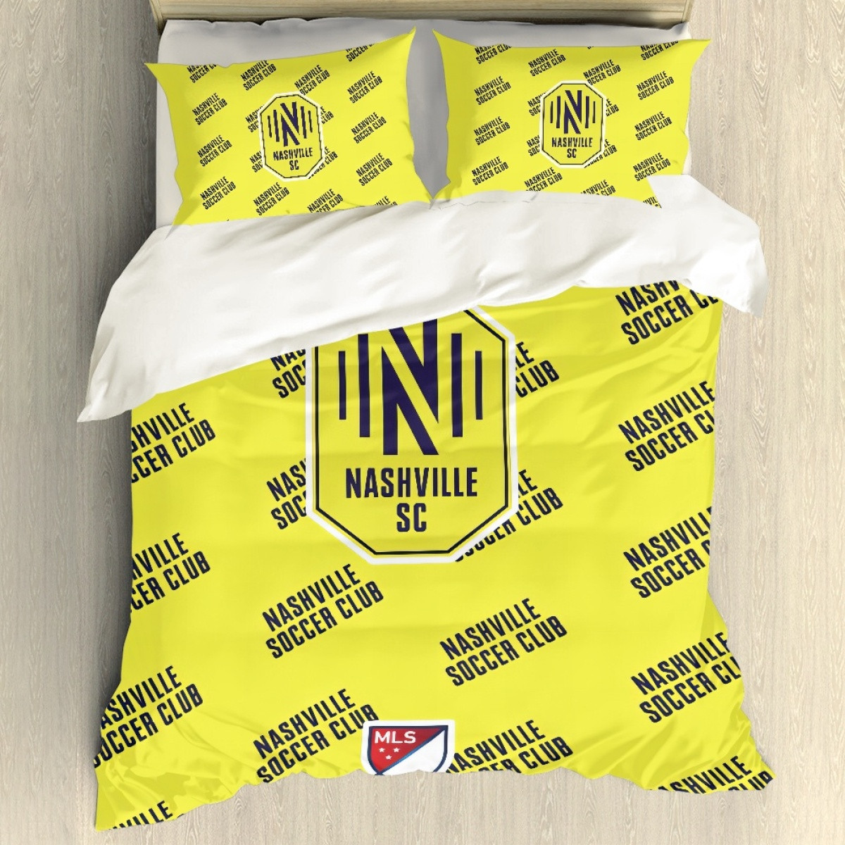MLS Nashville SC Comforter Sham Set Bed Set Sheet Cover - Nashville Soccer Club Medley Monogram Wordmark