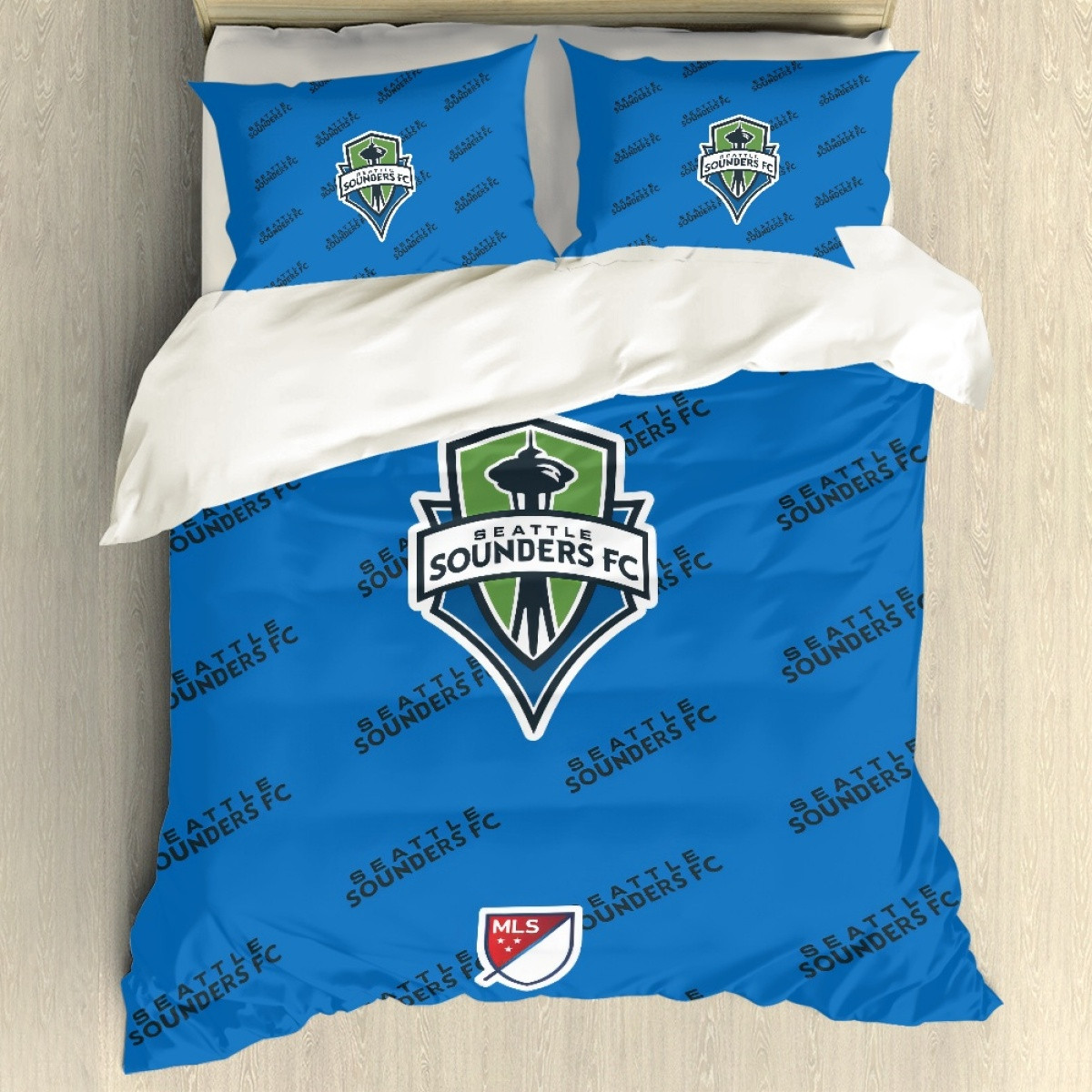 MLS Seattle Sounders FC Comforter Sham Set Bed Set Sheet Cover - Seattle Sounders Football Club Medley Monogram Wordmark