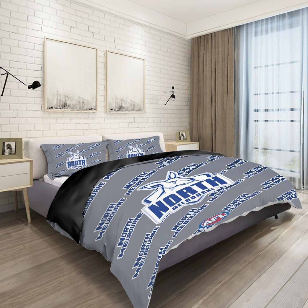 North Melbourne Football Club Comforter Sham Set Bed Set Sheet Cover - North Melbourne Football Club Medley Monogram Wordmark
