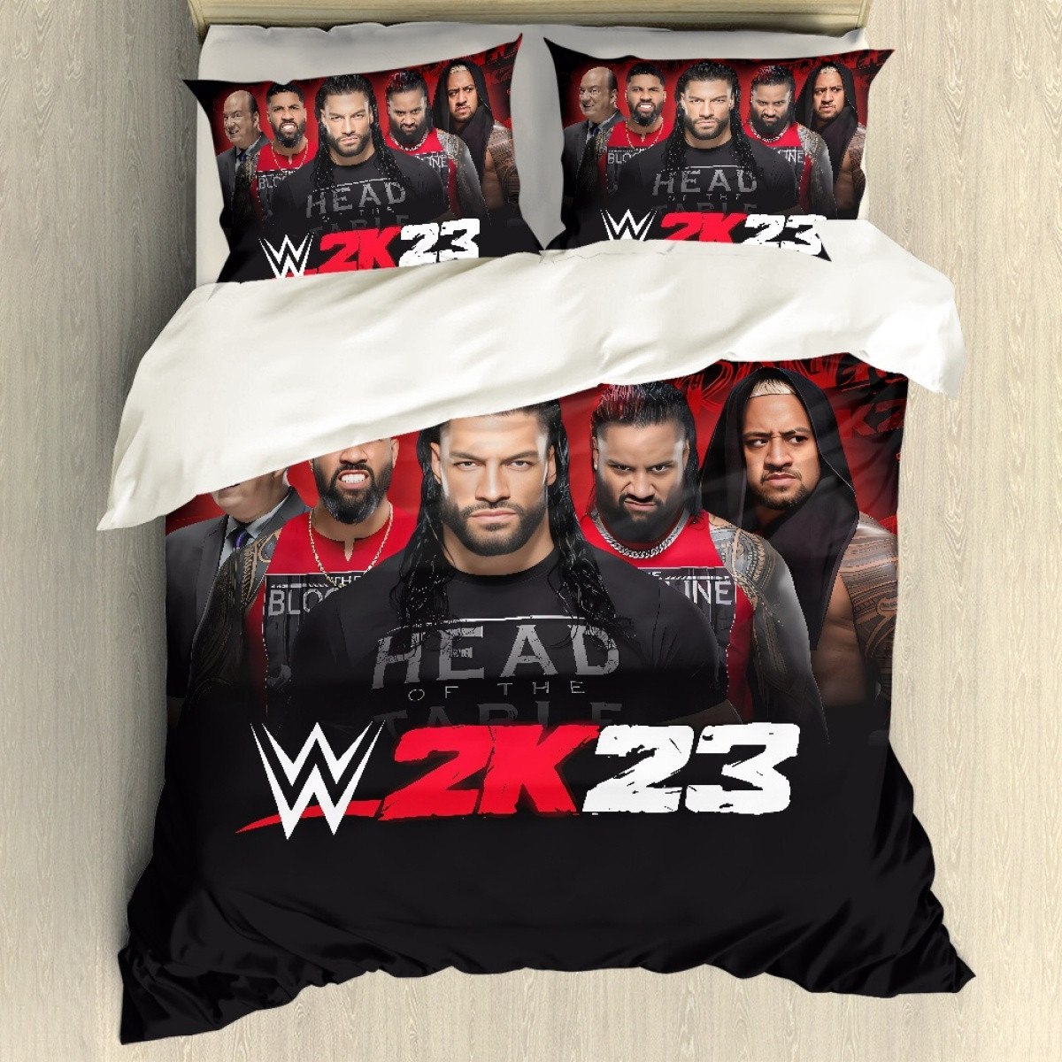 WWE Comforter Sham Set Bed Set Sheet Cover - WWE 2K23 The Bloodline Civil War Unleashed Poster