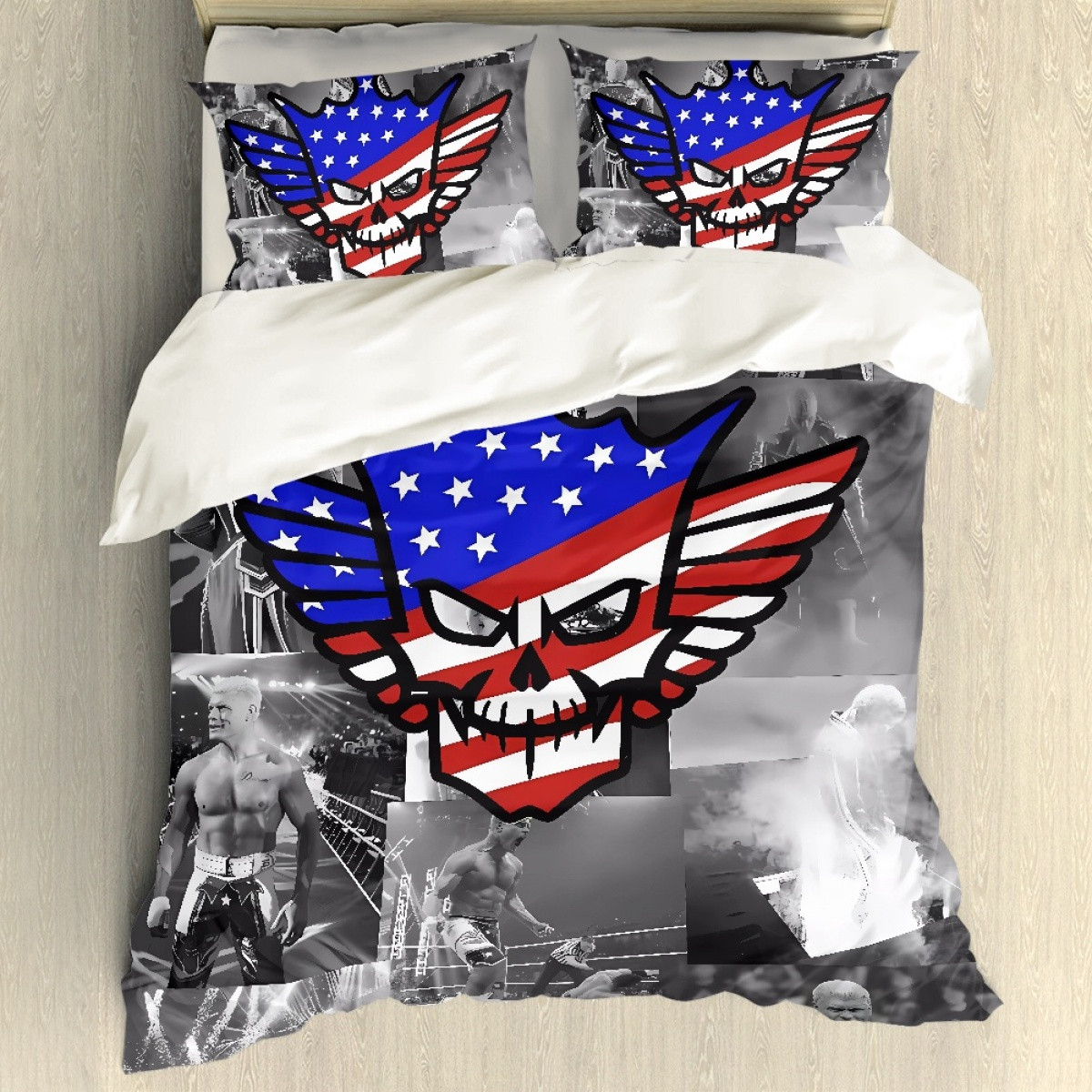 WWE Cody Rhodes Comforter Sham Set Bed Set Sheet Cover - Cody Rhodes Logo Collage