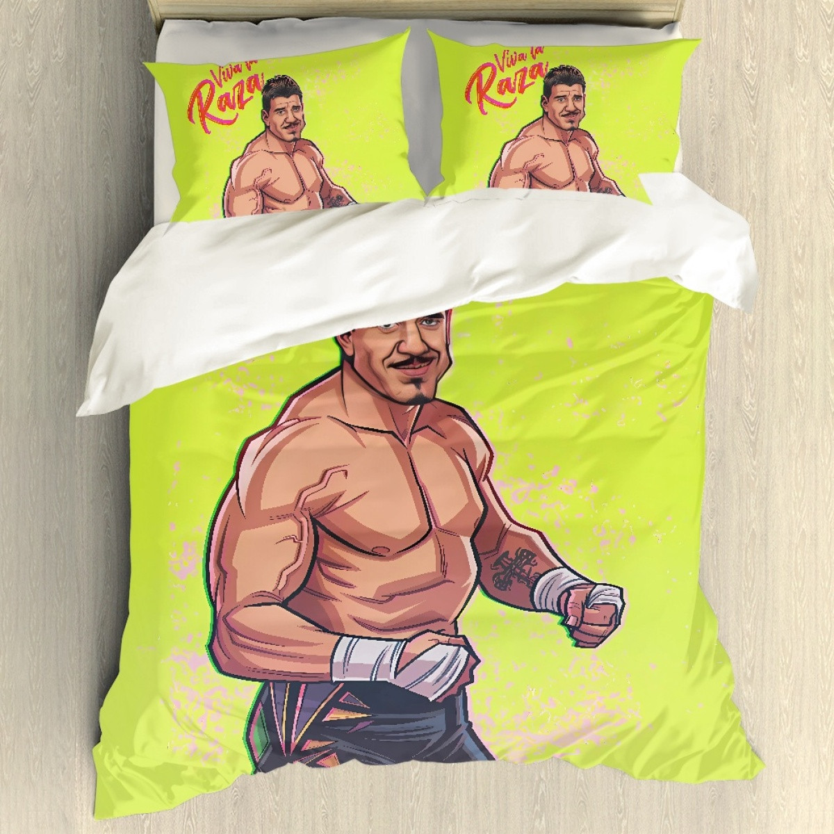 WWE Eddie Guerrero Comforter Sham Set Bed Set Sheet Cover - Eddie Guerrero Viva Raza Cartoon Art