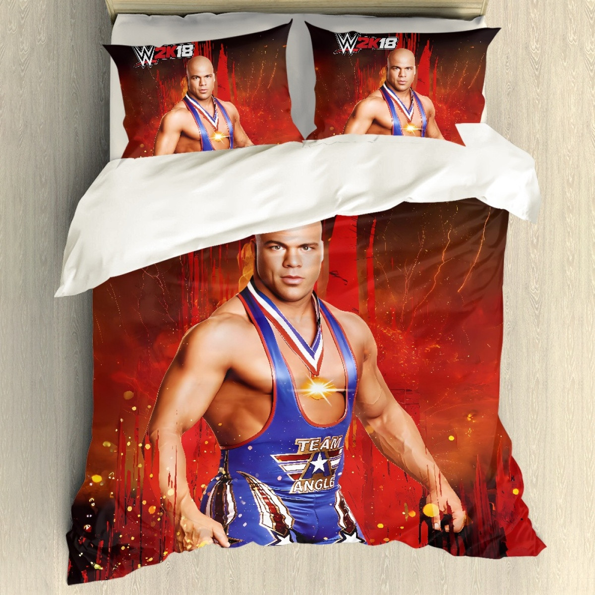 WWE Kurt Angle Comforter Sham Set Bed Set Sheet Cover - Kurt Angle Portrait
