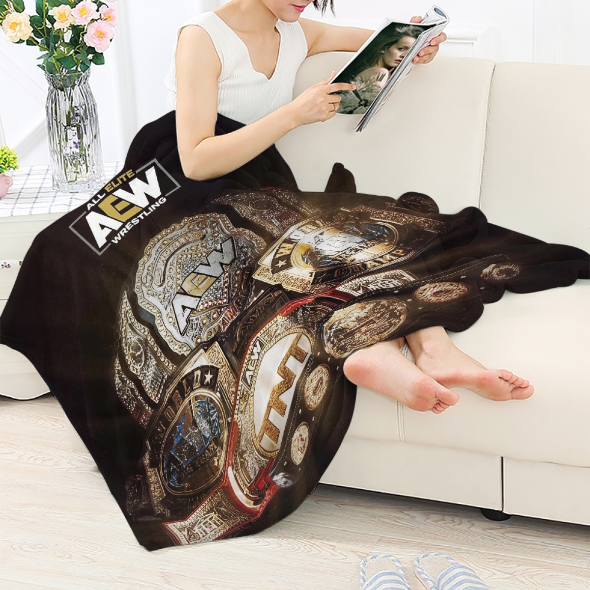 AEW Blanket Throw - AEW Wrestling Championship Belt Poster