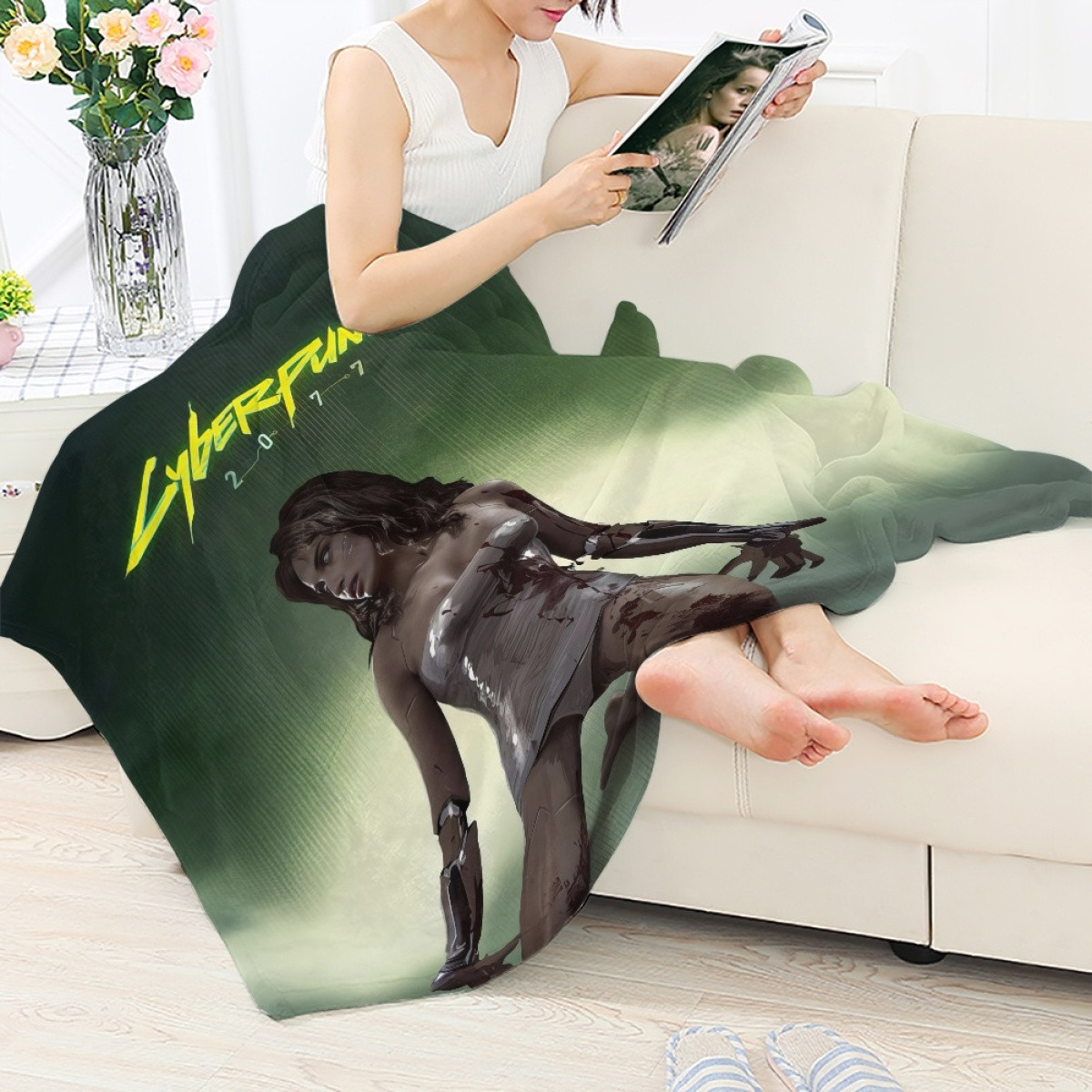 Cyberpunk 2077 Blanket Throw - Cyberpunk 2077 Game Cover Poster