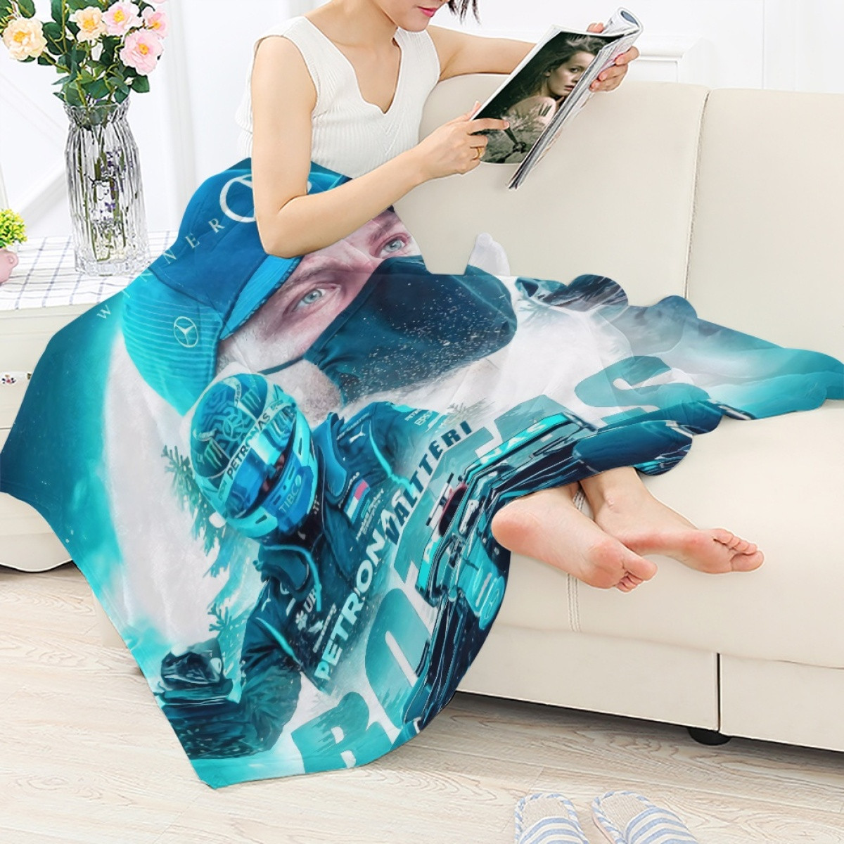 F1 Formula One Valtteri Bottas Blanket Throw - Valtteri Bottas Russian GP Winner Poster