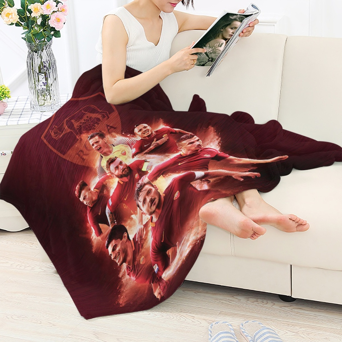 A.S. Roma Blanket Throw - A.S. Roma Club Poster Graphic Art