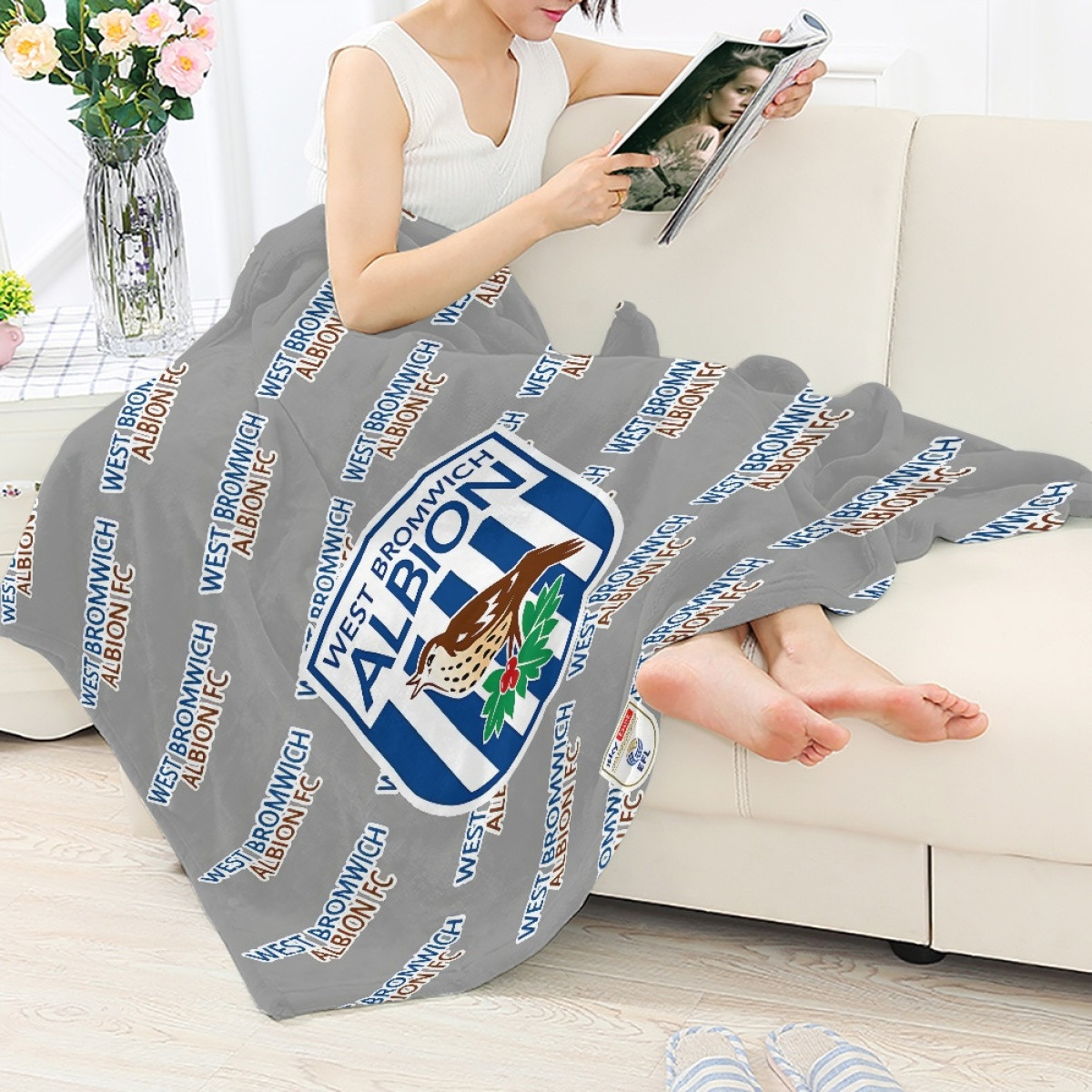 West Bromwich Albion FC Blanket Throw - Albion Football Club Medley Monogram Wordmark