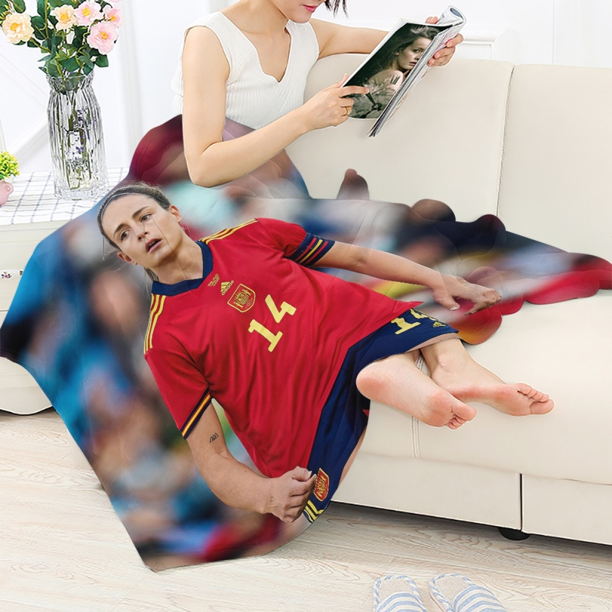 Alexia Putellas Blanket Throw - Alexia Putellas Spain Women's National Football Sad Portrait Euro 2022