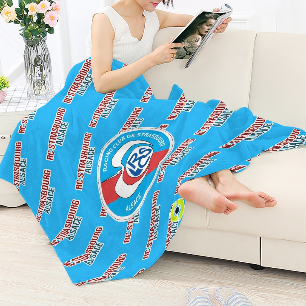 RC Strasbourg Alsace Football Club Blanket Throw - Alsace Football Club Medley Monogram Wordmark
