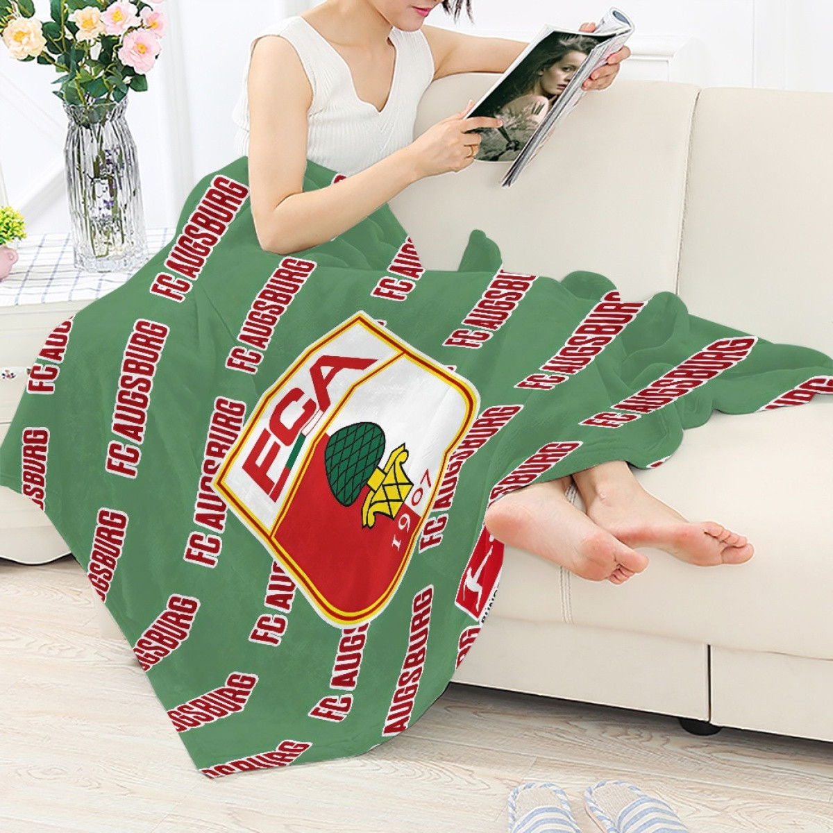 FC Augsburg Football Club Blanket Throw - Augsburg Football Club Medley Monogram Wordmark