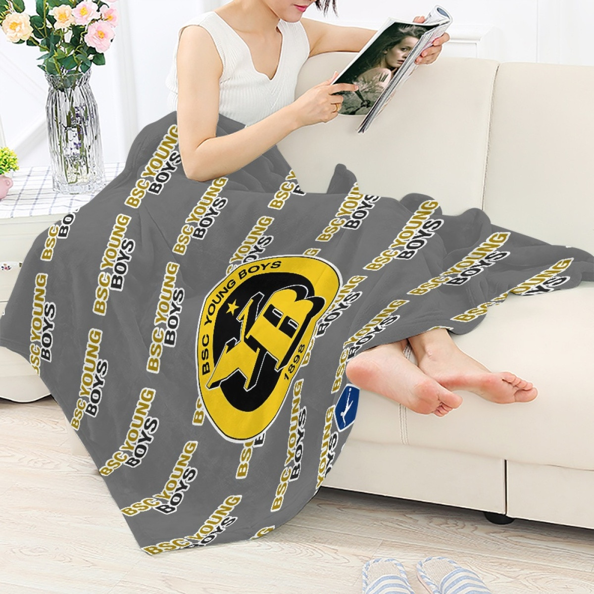 BSC Young Boys Blanket Throw - BSC Young Football Club Medley Monogram Wordmark