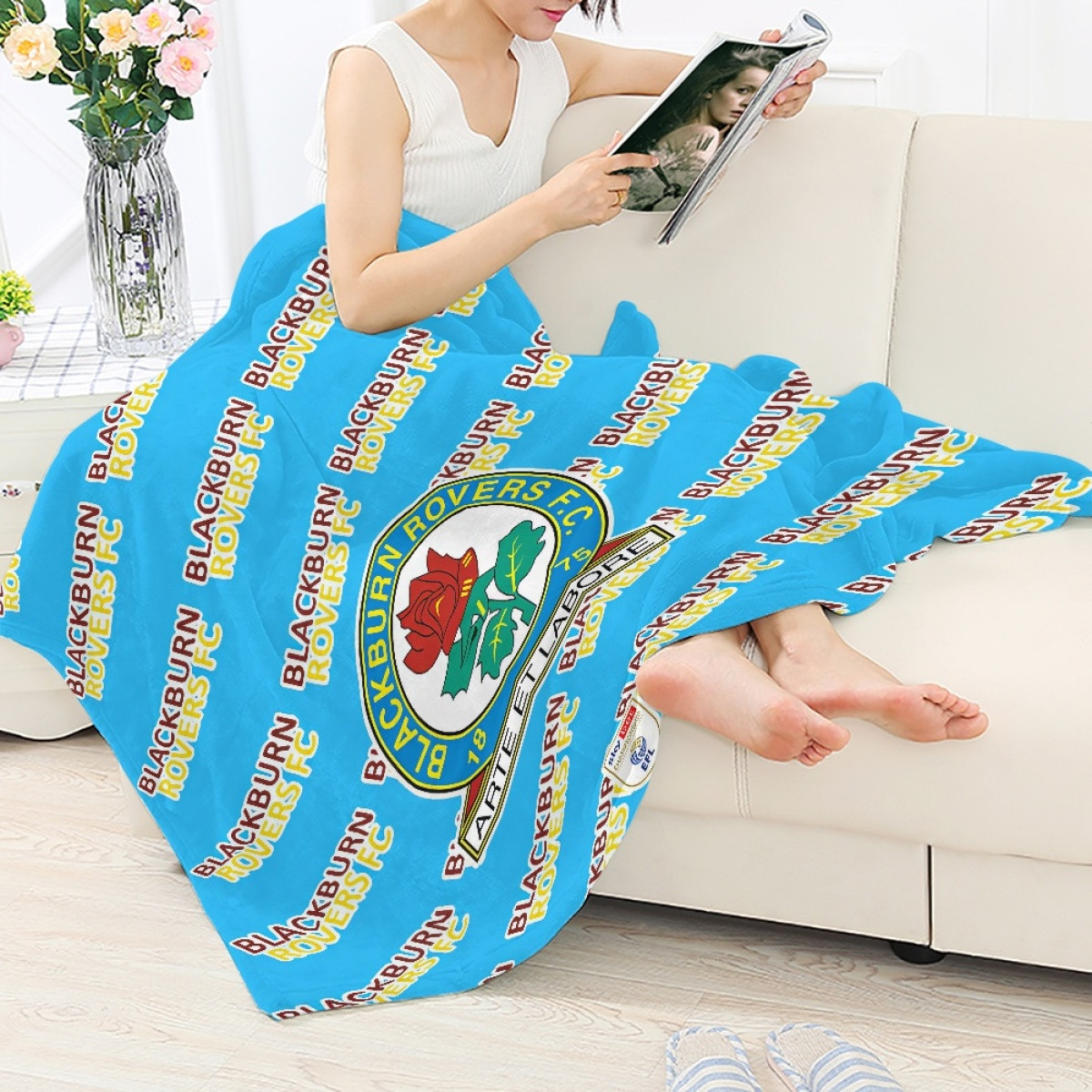 Blackburn Rovers FC Blanket Throw - Blackburn Football Club Medley Monogram Wordmark