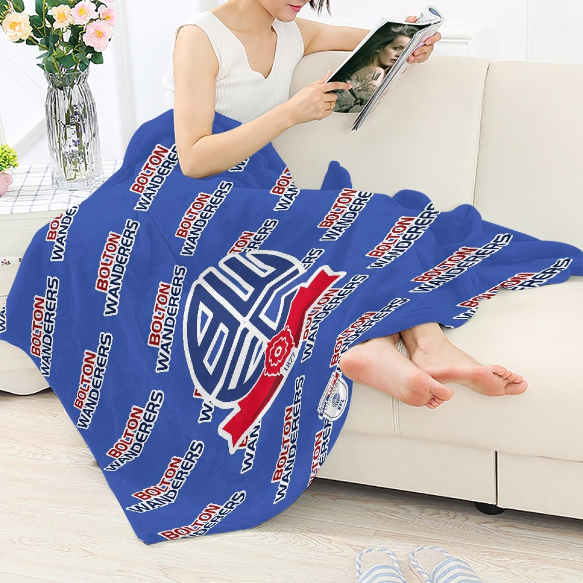Bolton Wanderers FC Blanket Throw - Bolton Football Club Medley Monogram Wordmark