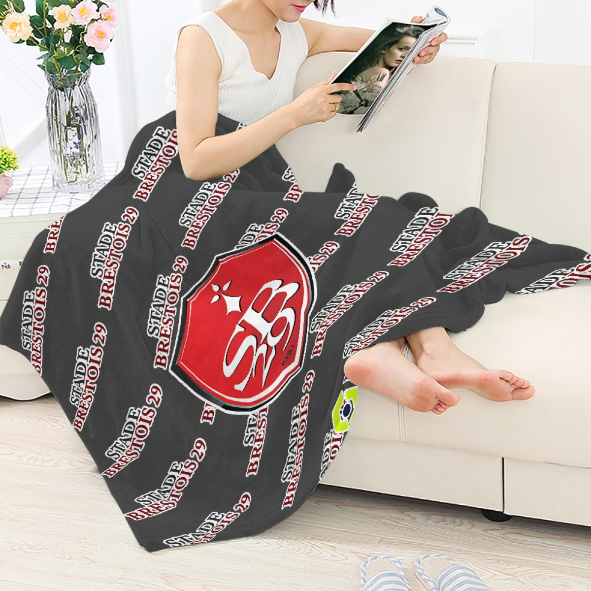 Stade Brestois 29 Football Club Blanket Throw - Brestois Football Club Medley Monogram Wordmark
