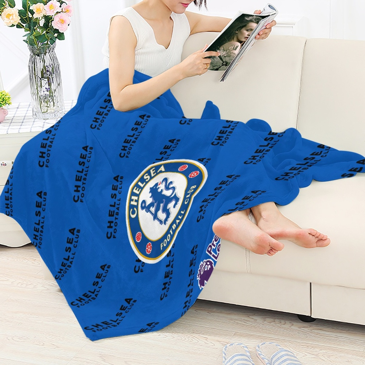 Chelsea Football Club Blanket Throw - Chelsea Football Club Medley Monogram Wordmark