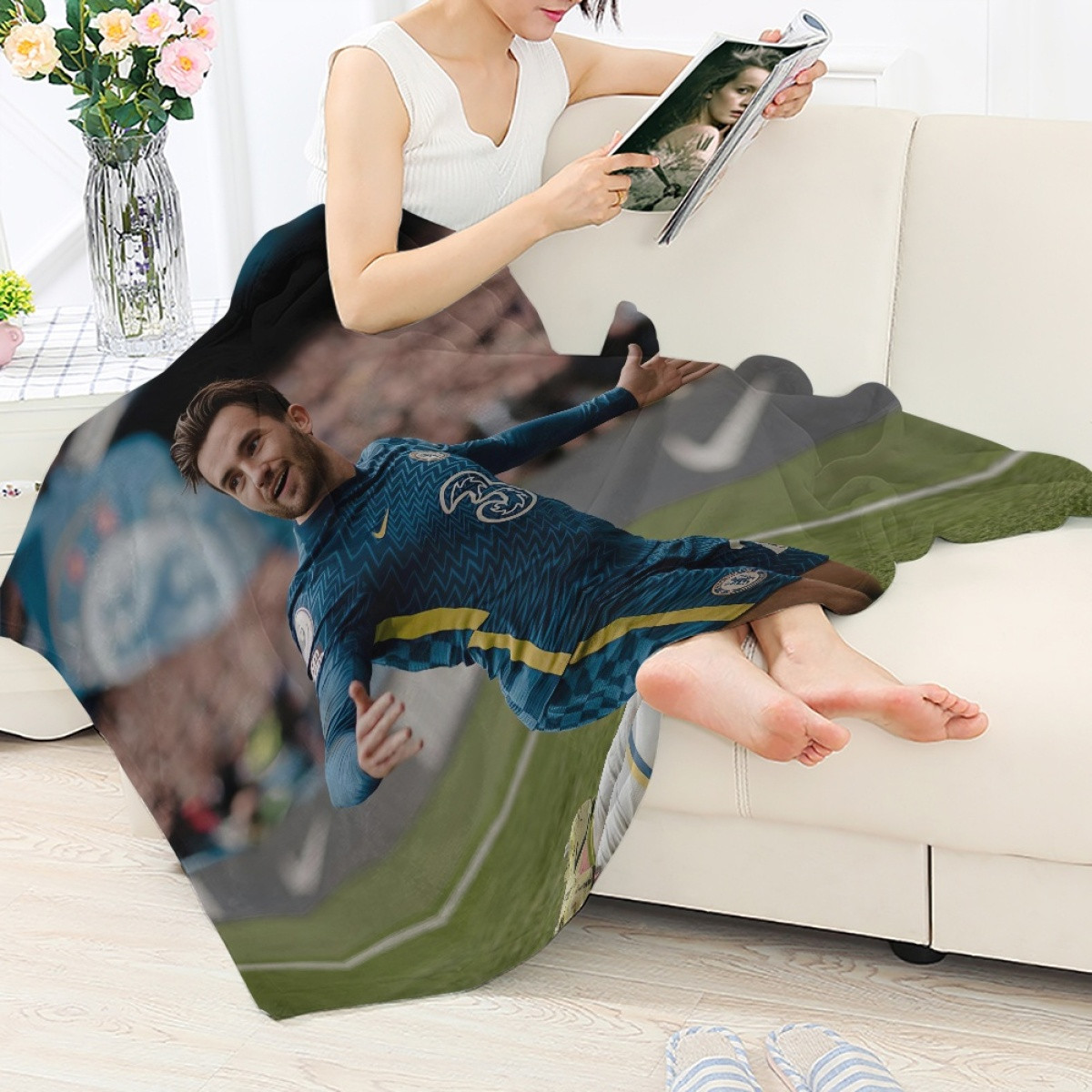 Ben Chilwell Blanket Throw - Ben Chilwell Chelsea F.C. Goal Celebration Poster