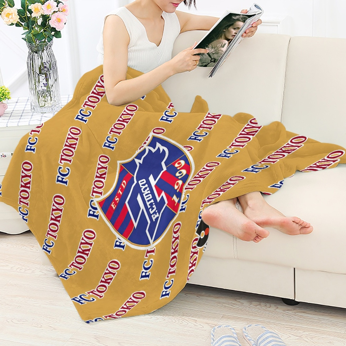 FC Tokyo Blanket Throw - FCTokyo Football Club Medley Monogram Wordmark
