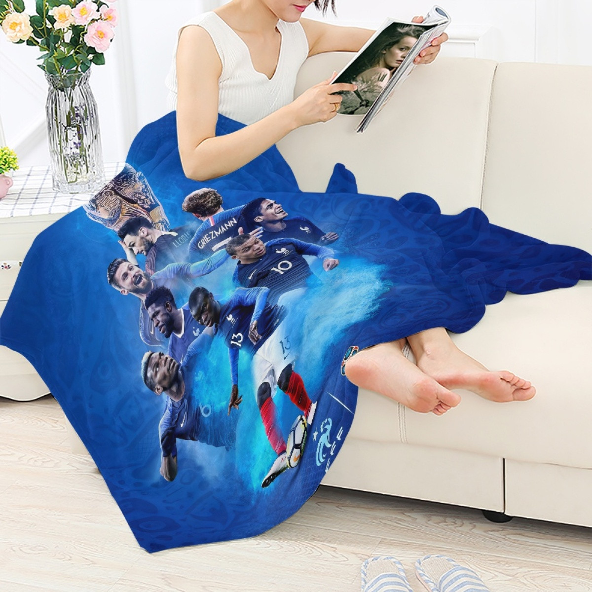 France National Team Blanket Throw - France National Team 2018 FIFA World Cup Champion Poster