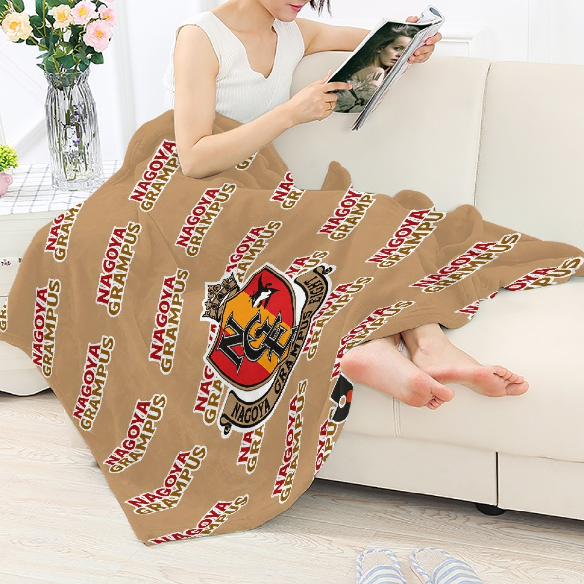 Nagoya Grampus Blanket Throw - Grampus Football Club Medley Monogram Wordmark