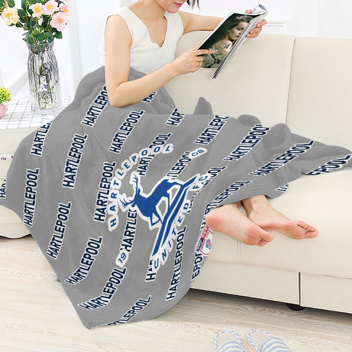 Hartlepool United FC Blanket Throw - Hartlepool Football Club Medley Monogram Wordmark