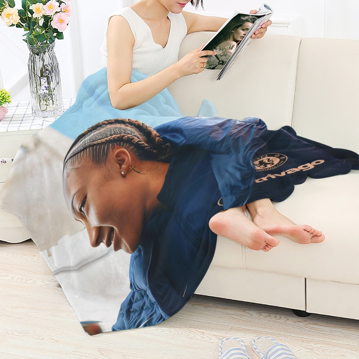 Lauren James Blanket Throw - Lauren James England Women's National Football Side Portrait Poster