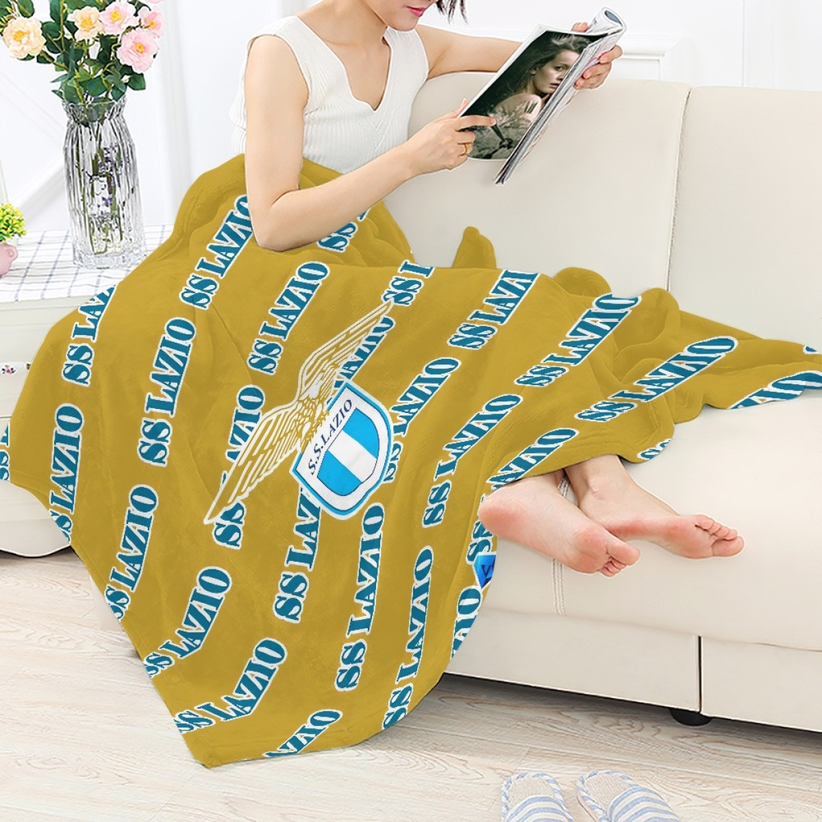 SS Lazio Football Club Blanket Throw - Lazio Football Club Medley Monogram Wordmark