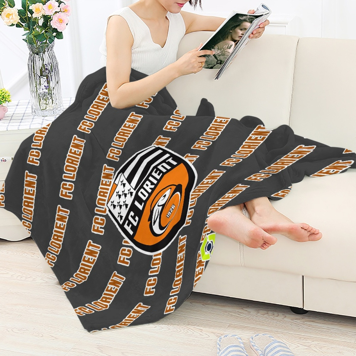FC Lorient Football Club Blanket Throw - Lorient Football Club Medley Monogram Wordmark