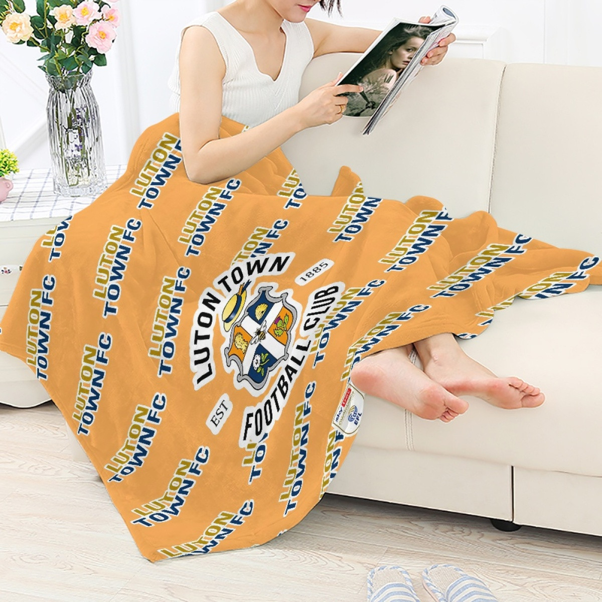 Luton Town FC Blanket Throw - Luton Football Club Medley Monogram Wordmark