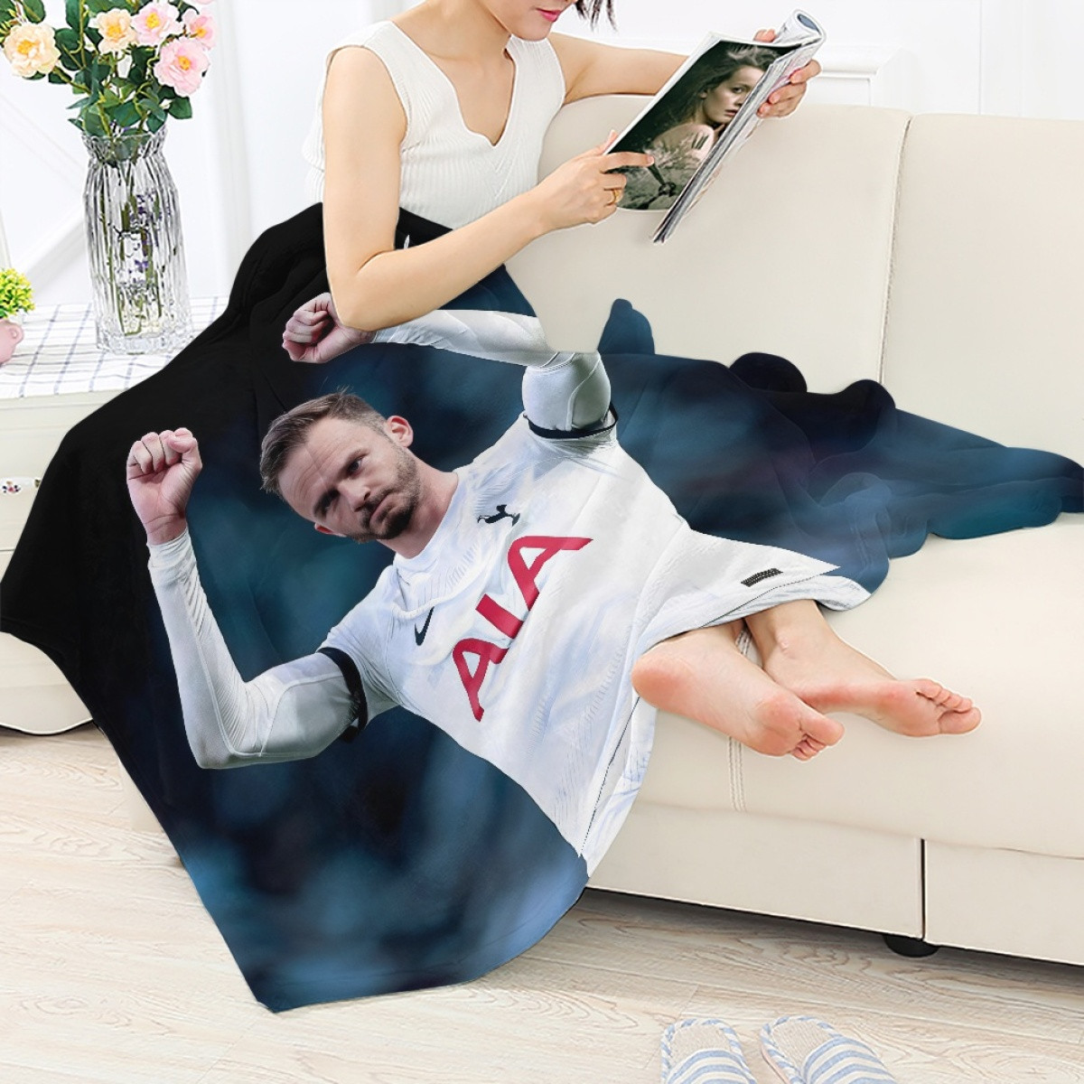 James Maddison Blanket Throw - James Maddison Tottenham Hotspur F.C Raising Two Hand Poster