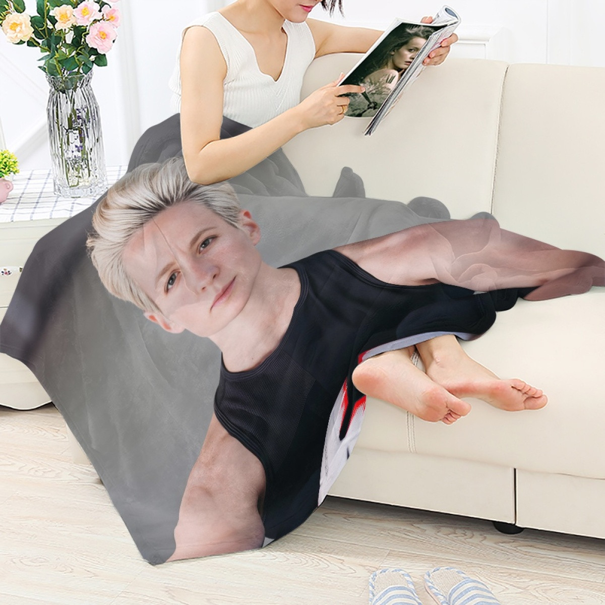 Megan Rapinoe Blanket Throw - Megan Rapinoe United States Women's National Football Portrait Poster