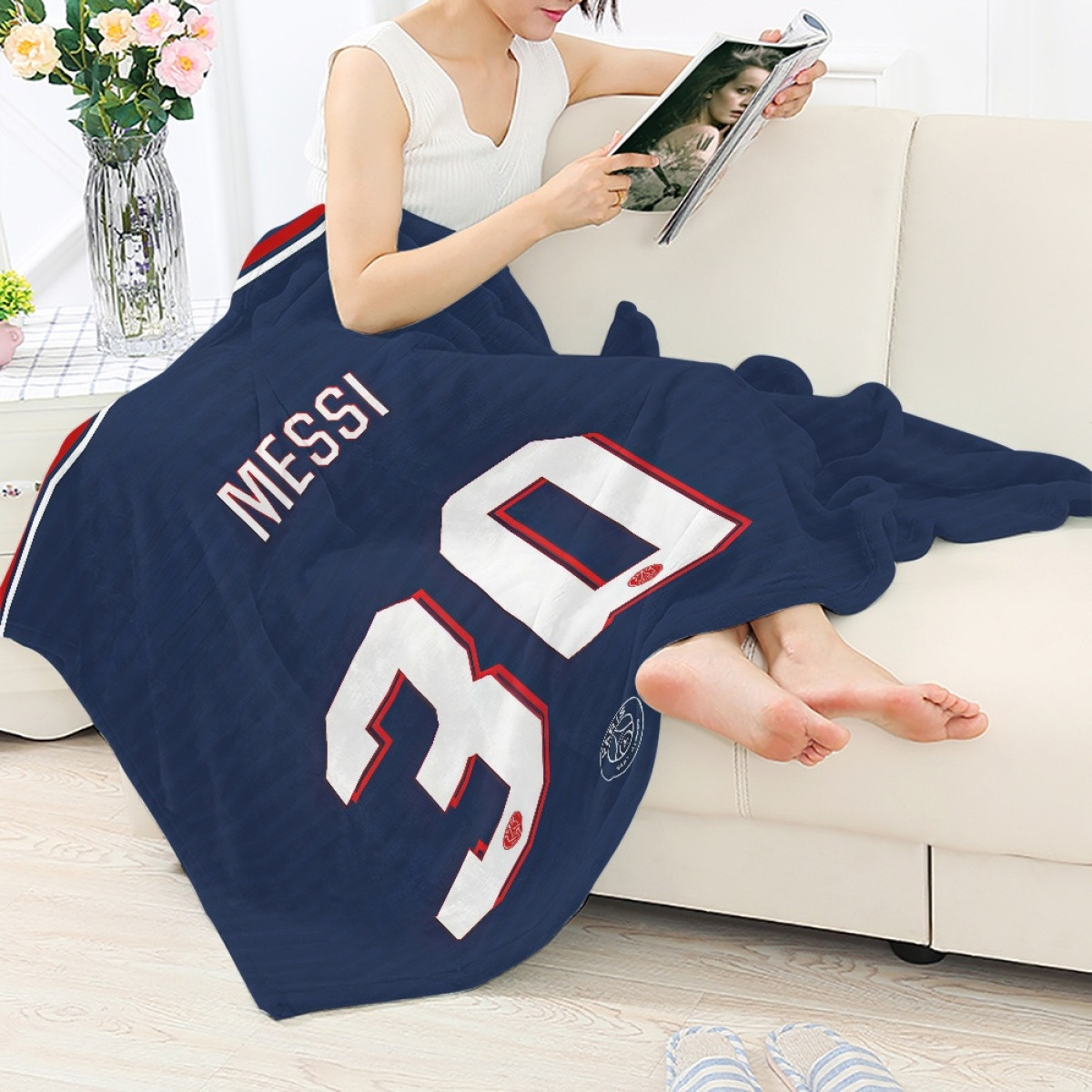 Lionel Messi Blanket Throw - Lionel Messi Paris Saint-Germain No. 30 Jersey