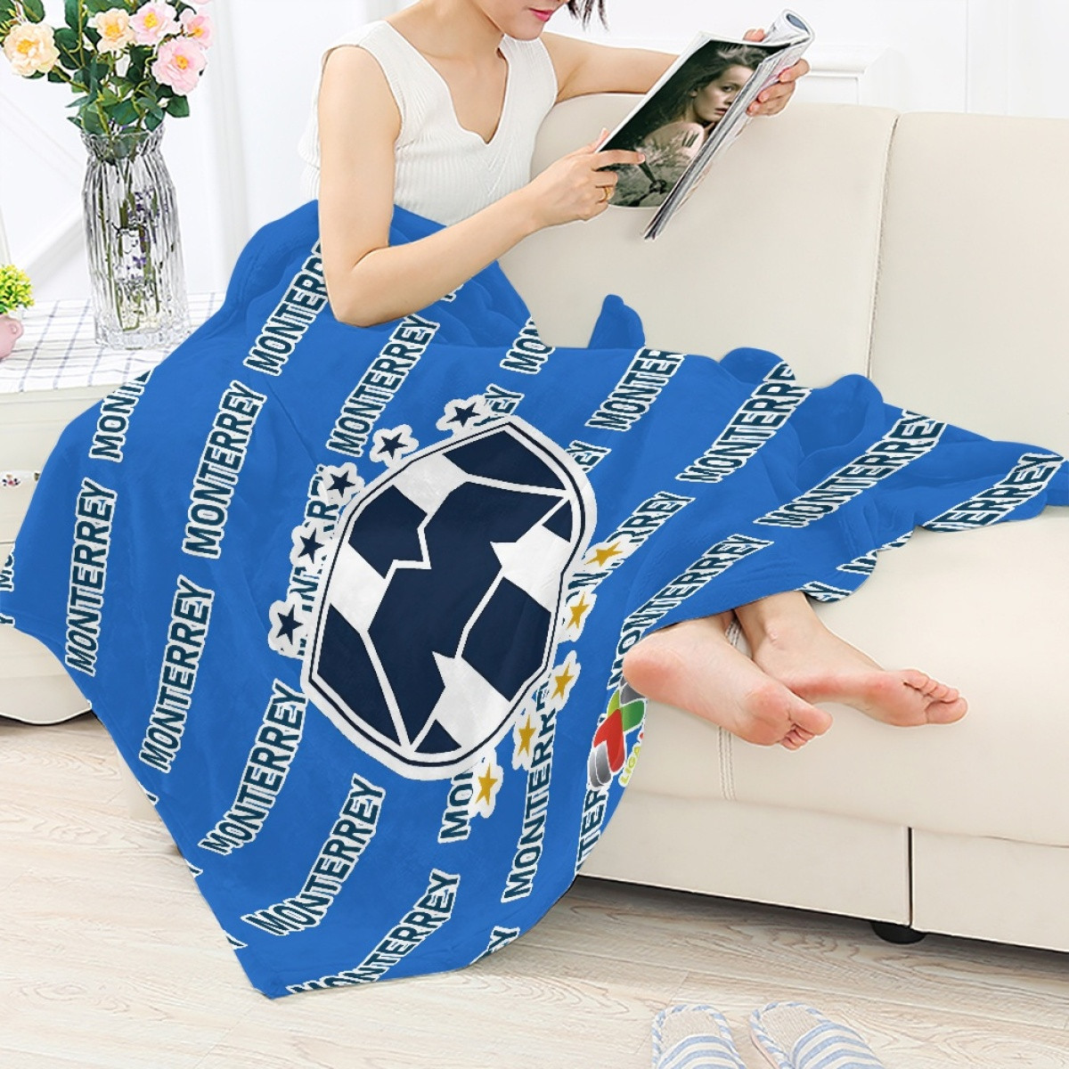 CF Monterrey Blanket Throw - Monterrey Football Club Medley Monogram Wordmark