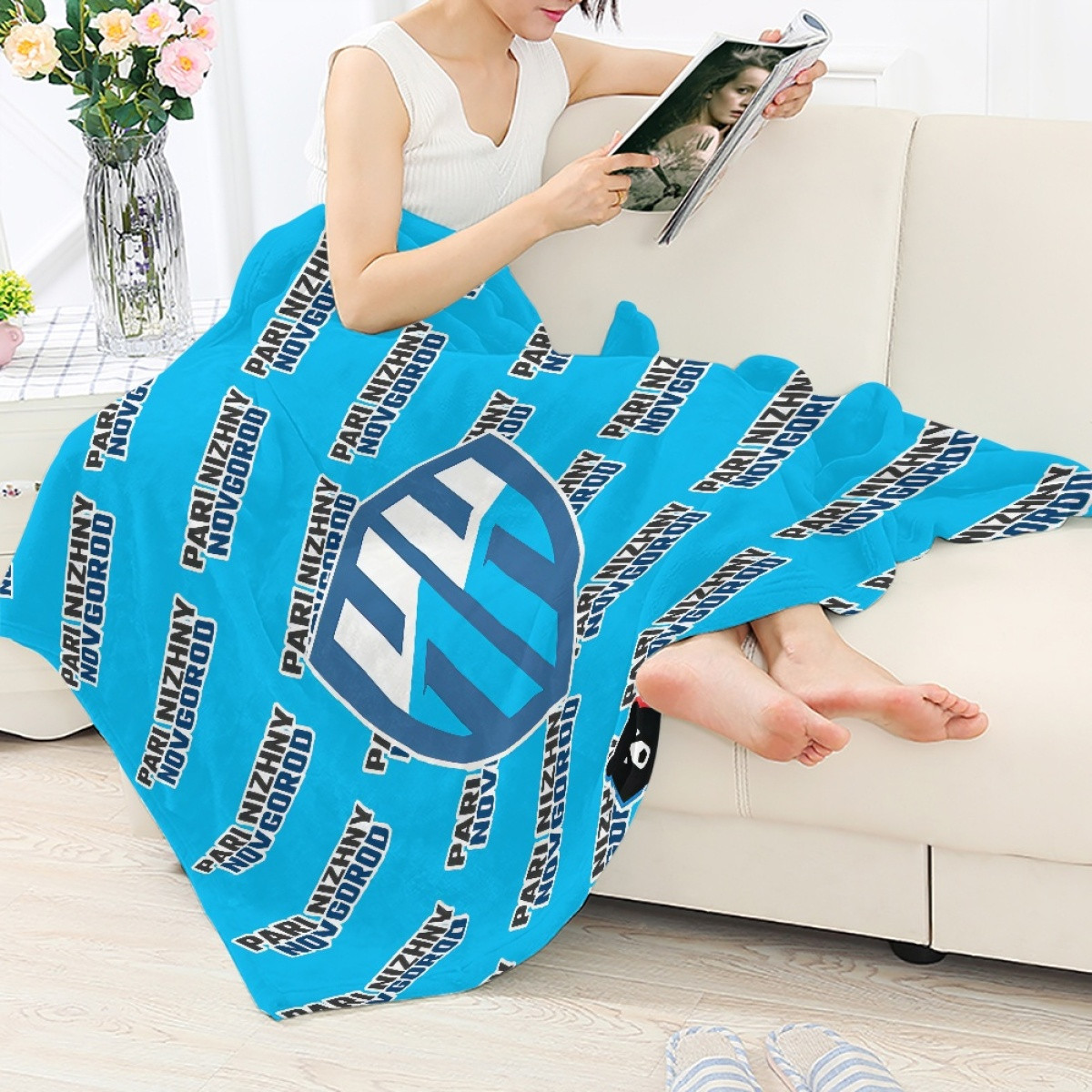 FC Pari Nizhny Novgorod Blanket Throw - Novgorod Football Club Medley Monogram Wordmark